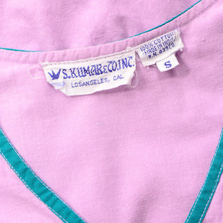 S. Kumar & Co Inc Cotton Pink/Purple 1960s Summer Dress