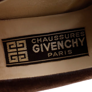 1970s Givenchy Brown Suede Loafer Shoes With Gold Decorative Buckles Chaussures Paris