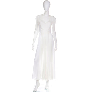 1956 Documented Vintage Ivory Gui Lace Trimmed Long Nightgown with pleating