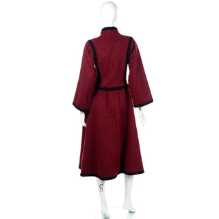 1970s Yves Saint Laurent Russian collection burgundy coat
