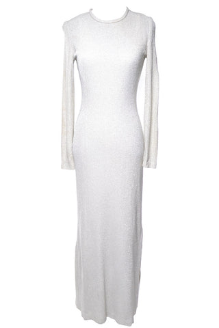 1970s vintage silver white shimmer dress