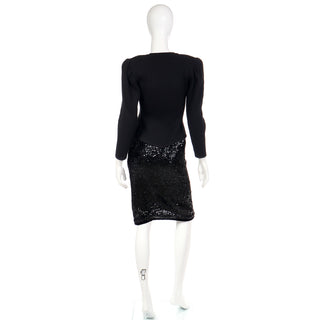 1980s Yves Saint Laurent Black Sequin Skirt Suit