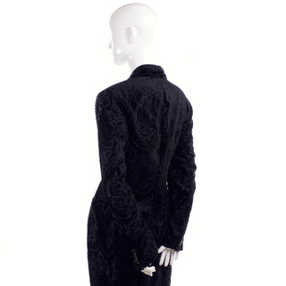 1980's Dolce & Gabbana Vintage Cut Velvet Black Evening Coat