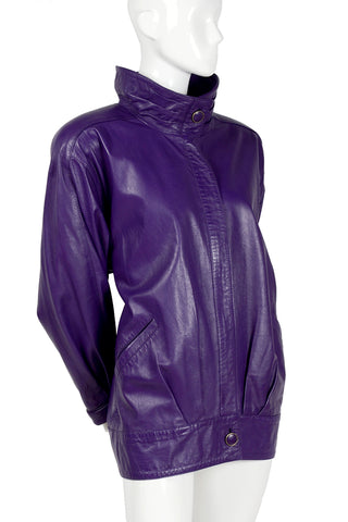 1980's vintage leather purple jewel tone coat