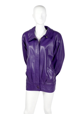 Purple leather bomber jacket