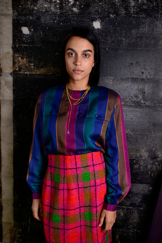 1970's Jones of New York jewel toned rayon blouse
