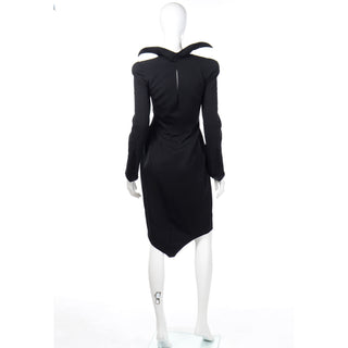Thierry Mugler Vintage Black Evening Dress or Coat W Stand Up Collar Rare Vintage Clothing