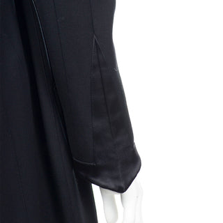 Thierry Mugler Vintage Black Evening Dress or Coat W Stand Up Collar pointed cuffs