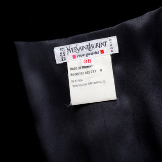 1990s Yves Saint Laurent Rive Gauche Black Velvet Dress wit Frog Closures
