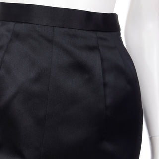 1990s Vintage Yves Saint Laurent Black Satin Evening Skirt Fr size 36