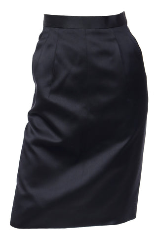 1990s Vintage Yves Saint Laurent Black Satin Evening Skirt