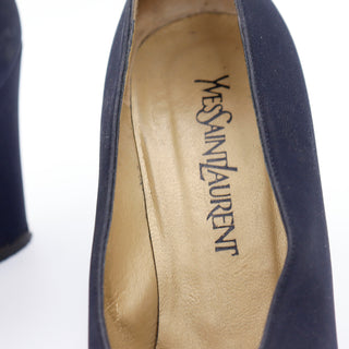 1990s Yves Saint Laurent Vintage Black Satin Square Toe Shoes YSL