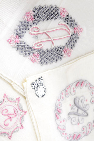 3 Initial A Monogrammed Madeira Vintage Handkerchiefs