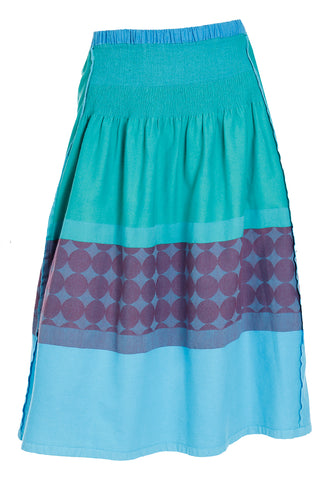 1990s A-Poc Issey Miyake Blue Green & Purple Vintage Cotton Skirt