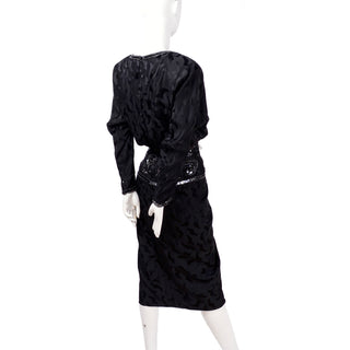 1980's AJ Bari vintage black silk special occasion dress