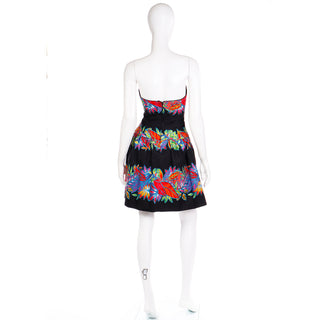 Vintage AJ Bari Strapless Tropical Print Dress