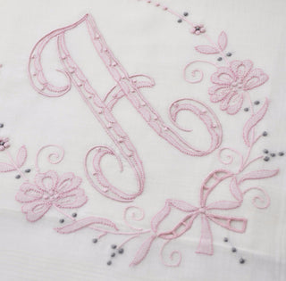 Vintage Madeira Monogrammed Pink Initial A Handkerchief w/Tag - Dressing Vintage