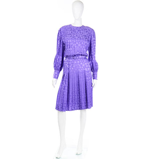 Adele Simpson Purple Silk Star Print Vintage Dress