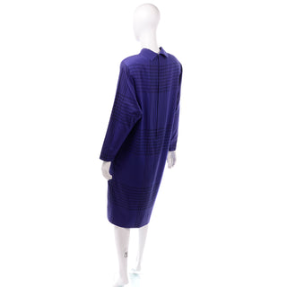 Adele Simpson Blue Plaid Vintage Wool Day Dress