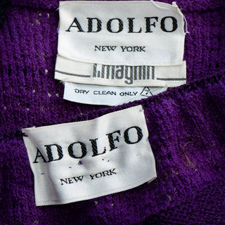 Adolfo Vintage Purple Plaid Knit Jacket & Skirt Suit I Magnin