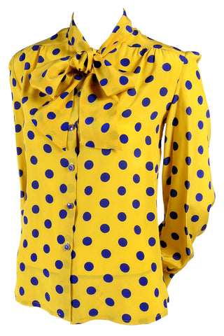 Adolfo bright yellow pussybow blouse