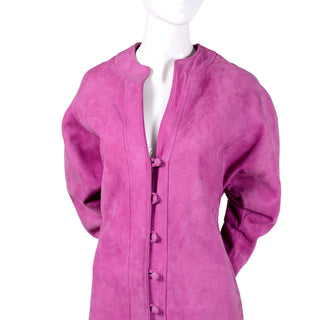 Adolfo purple suede long coat w/ dolman sleeves