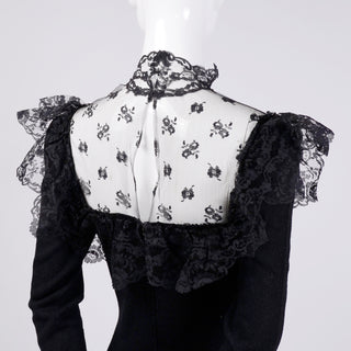 Black lace vintage dress by Adolfo 1970's