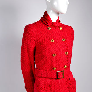 1980s Vintage Nancy Regan Adolfo Red Suit