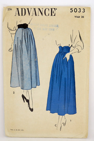 1940s 1948 Advance 5033 Vintage Skirt & Cummerbund Sewing Pattern
