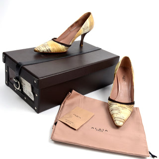2005 Alaia Shoes Snakeskin Slingback Heels with Original Box & Dust Bags