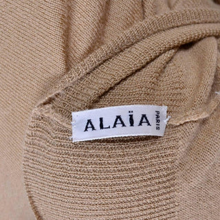 Azzedine Alaia Paris cashmere short sleeve sweater top in tan