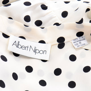 100% Silk Albert Nipon polka dot day dress with belt