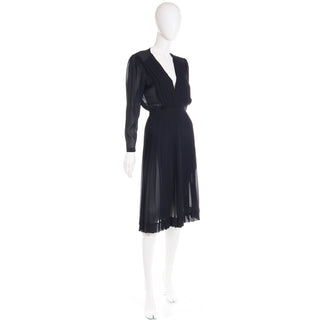 1970s Albert Nipon Sheer Black Vintage Evening Dress