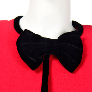 Deadstock Albert Nipon Vintage Red Skirt & Jacket w Black Bows Suit w Tags Velvet