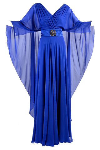 Alberta Ferretti blue silk chiffon designer gown