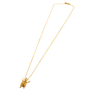 Alexander McQueen Gold Plated Bug Pendant Necklace McQ with box