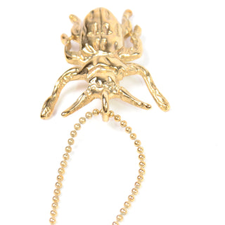 Alexander McQueen Gold Plated McQ Spider Bug Pendant Necklace w box