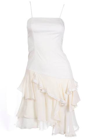 1996 Alexander McQueen Vintage The Hunger White Asymmetrical Ruffled Dress