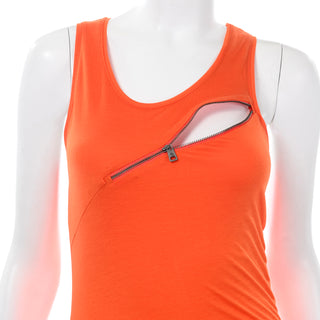 McQ Alexander McQueen Orange Stretch Knit Zipper Dress versatile