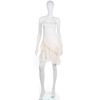 Rare 1996 Alexander McQueen Vintage The Hunger White Asymmetrical Ruffled Dress
