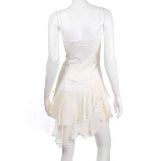1996 Alexander McQueen Vintage The Hunger White Asymmetrical Ruffled Designer Dress 