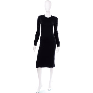 2005 Alexander McQueen Black Silk Jersey Dress w Low Lace Back