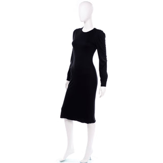 2005 Alexander McQueen Black Silk Jersey Dress w Low Lace Back
