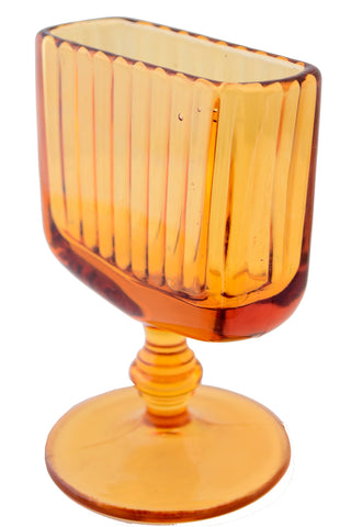 Mid Century Vintage Amber Glass Pedestal Card or Cigarette Holder