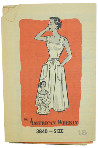 Unused American Weekly 3840 1950s Mail Order Vintage Sundress Dress Pattern