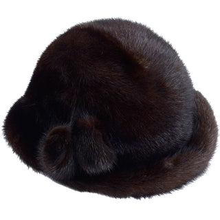 1970s Andre Canada Vintage Mink Hat with Pom Poms brown black fur