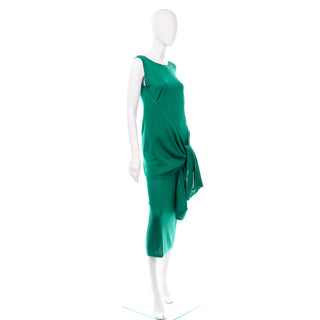 Draped Angelo Tarlazzi vintage green stretch knit dress