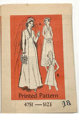 Anne Adams 4751 Vintage Dress Pattern WEdding gown  Bridesmaid dress