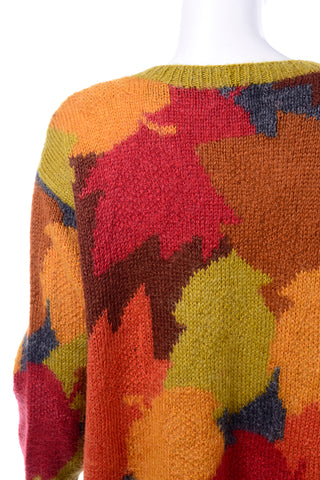 Oversized Anne Klein Vintage Mohair Fall Leaf Print Sweater