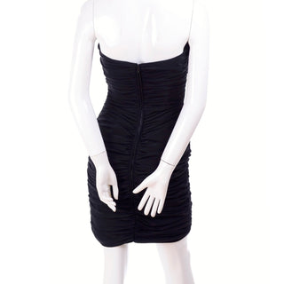 1980s Loris Azzaro Boutique Vintage Black Strapless Bodycon Dress Size 2